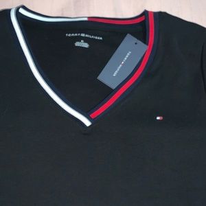 M Black Tommy Hilfiger V Neck T-Shirt